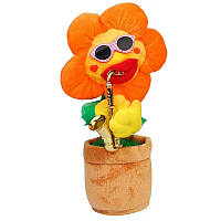 Мягкая игрушка UKC танцующий поющий цветок-саксофонист Оранжевый