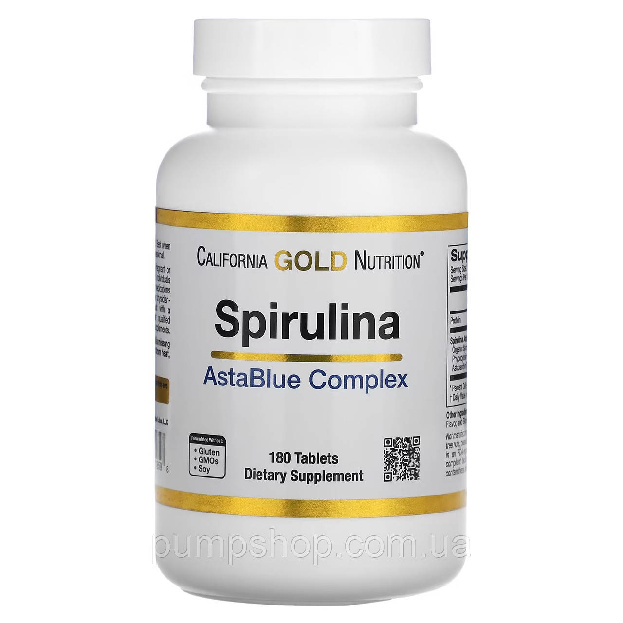 (уцінка термін по 3.24) Спіруліна органічна California Gold Nutrition Spirulina Astra Blue Complex Blend 180 таб.