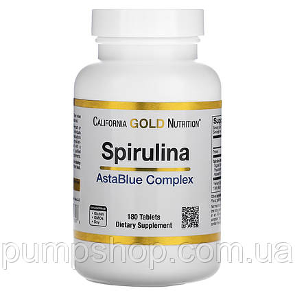 (уцінка термін по 3.24) Спіруліна органічна California Gold Nutrition Spirulina Astra Blue Complex Blend 180 таб., фото 2