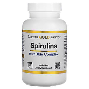 (уцінка термін по 3.24) Спіруліна органічна California Gold Nutrition Spirulina Astra Blue Complex Blend 180 таб.
