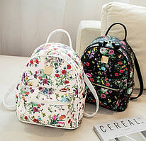 Жіночий міський прогулянковий рюкзак з квіточками, міні рюкзачок для дівчат з квітами.