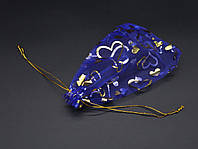 Подарочные мешочки из органзы для упаковки подарков Цвет синее сердце. 13х18см