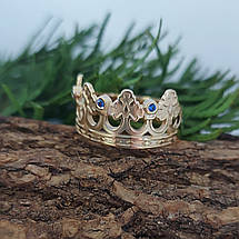 Корона перстень, кільце жіноче з камінням, срібло 925, золото 585/750, фото 3