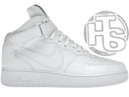 Чоловічі кросівки Louis Vuitton х Nike Air Force 1 Mid by Virgil Abloh White ALL09484, фото 1