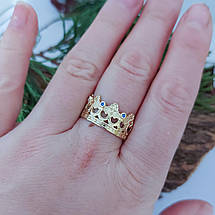 Корона перстень, кільце жіноче з камінням, срібло 925, золото 585/750, фото 4