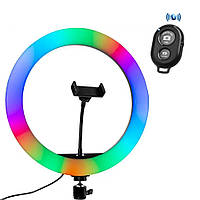 Светодиодная кольцевая лампа RGB MJ 300 Soft Ring Light 30 см + Подарок Пульт для селфи Bluetooth