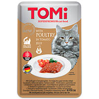 Консервированный корм для котов TOMi POULTRY in tomato jelly с птицей в томатном желе, пауч 100 г