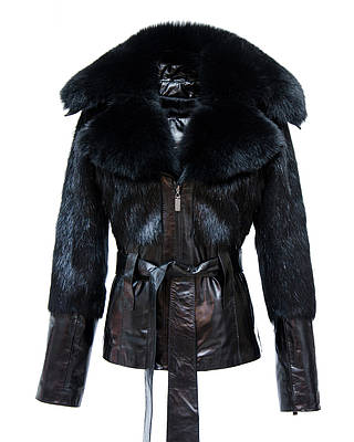 Коротка хутряна куртка VK з песцем зимова чорна натуральна (Арт. B202) 50