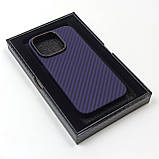 Карбоновий чохол для Apple iPhone 14 Pro Max Karbon case (Purple), фото 6