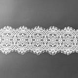 Ажурне французьке мереживо шантильї (з війками) білого кольору шириною 16 см, довжина купона 3,0 м., фото 5