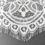 Ажурне французьке мереживо шантильї (з війками) білого кольору шириною 16 см, довжина купона 3,0 м., фото 7
