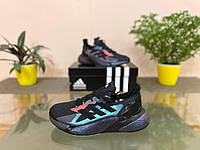 Мужские кроссовки Adidas Boost X92000L4 (чёрно-фиолетовые) D282 качественные демисезонные красивые кроссы