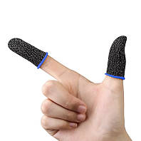Игровые напальчники Black/черные Fiber с синим манжетом Sarafox Wasp Feelers ( пубг пабг)