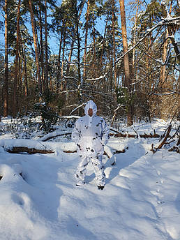 Військовий дощовик костюм білий для ЗСУ. Костюм дощовик із капюшоном для військових. Зимовий дощовик для військових