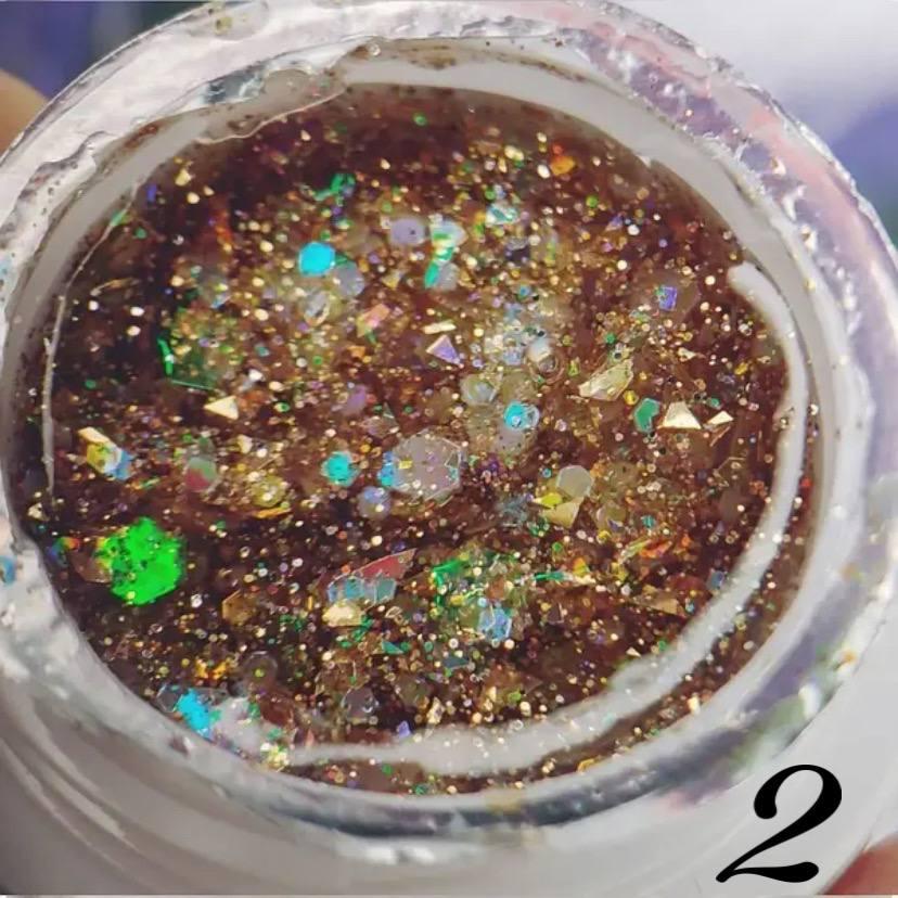 Люмінесцентний гліттер гель для манікюру Luminous Glitter Gel Global Fashion № 02, 5 ml