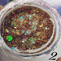 Люмінесцентний гліттер гель для манікюру Luminous Glitter Gel Global Fashion № 02, 5 ml