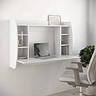 Навісний стіл для ноутбука з 6 відкритими поличками з ДСП Настінні письмові столи у спальню або дитячу, фото 3