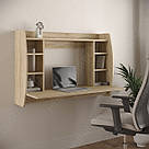 Навісний стіл для ноутбука з 6 відкритими поличками з ДСП Настінні письмові столи у спальню або дитячу, фото 4