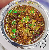 Люмінесцентний гліттер гель для манікюру Luminous Glitter Gel Global Fashion № 03, 5 ml