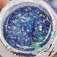Люмінесцентний гліттер гель для манікюру Luminous Glitter Gel Global Fashion № 04, 5 ml