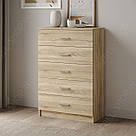 Комод на 5 висувних шухляд шириною 710 мм Гарні сучасні комоди з ДСП для зберігання речей у спальню, фото 4