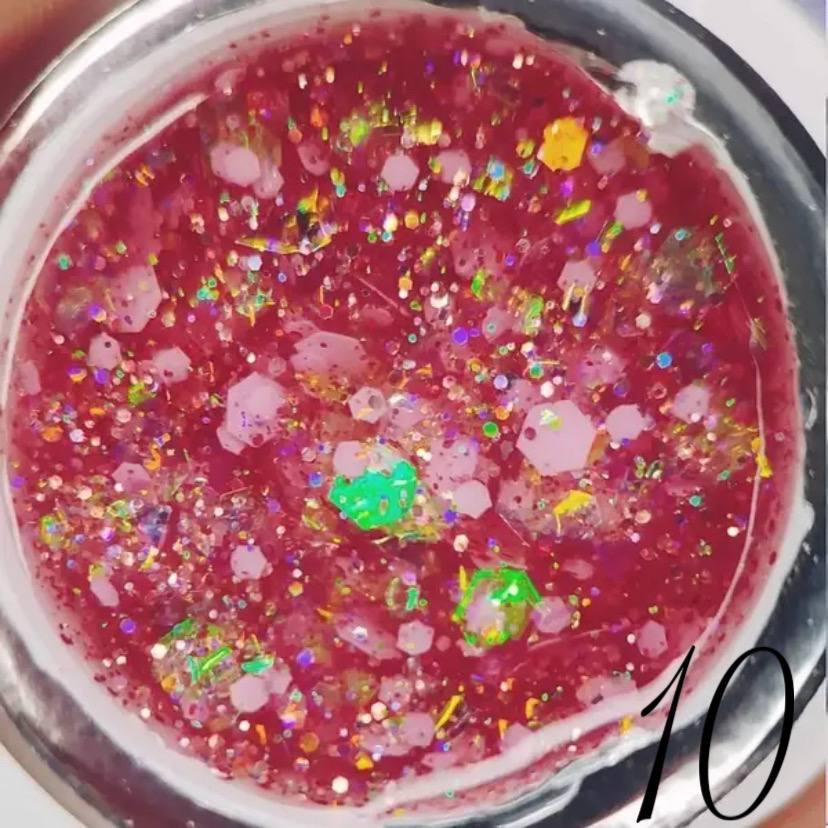 Люмінесцентний гліттер гель для манікюру Luminous Glitter Gel Global Fashion № 10, 5 ml