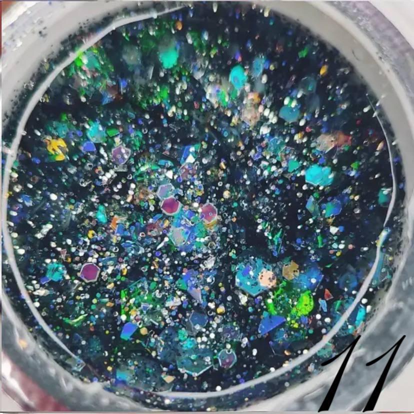 Люмінесцентний гліттер гель для манікюру Luminous Glitter Gel Global Fashion № 11, 5 ml