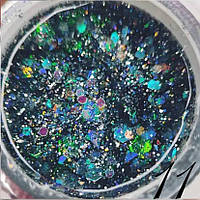 Люмінесцентний гліттер гель для манікюру Luminous Glitter Gel Global Fashion № 11, 5 ml