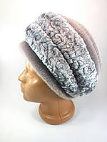 Шапка жіноча зимова Об'ємні Жіночі шапки з штучного хутра нерпи каракуля Сіра