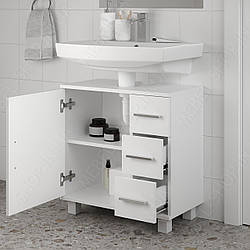 Тумба під раковину з ящиком з ламінованого ДСП Шафа під умивальник з 2 полицями у ванну кімнату 60 см