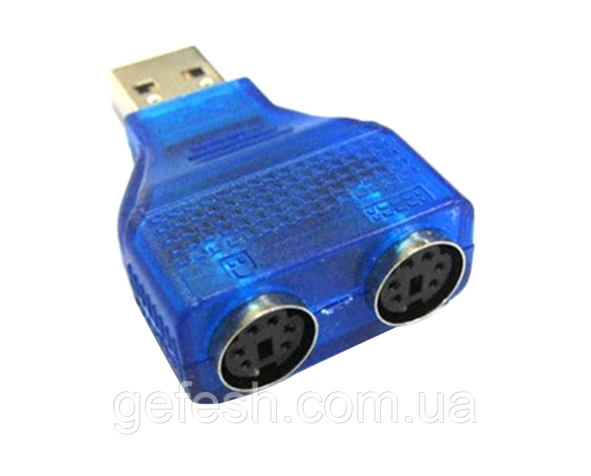 USB – PS/2 адаптер для клавиатуры и мыши  Переходник USB на 2x PS/2 (Mini DIN 6 Pin), фото 1