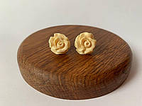 Сережки-цвяшки "Троянди" з бивня мамонта