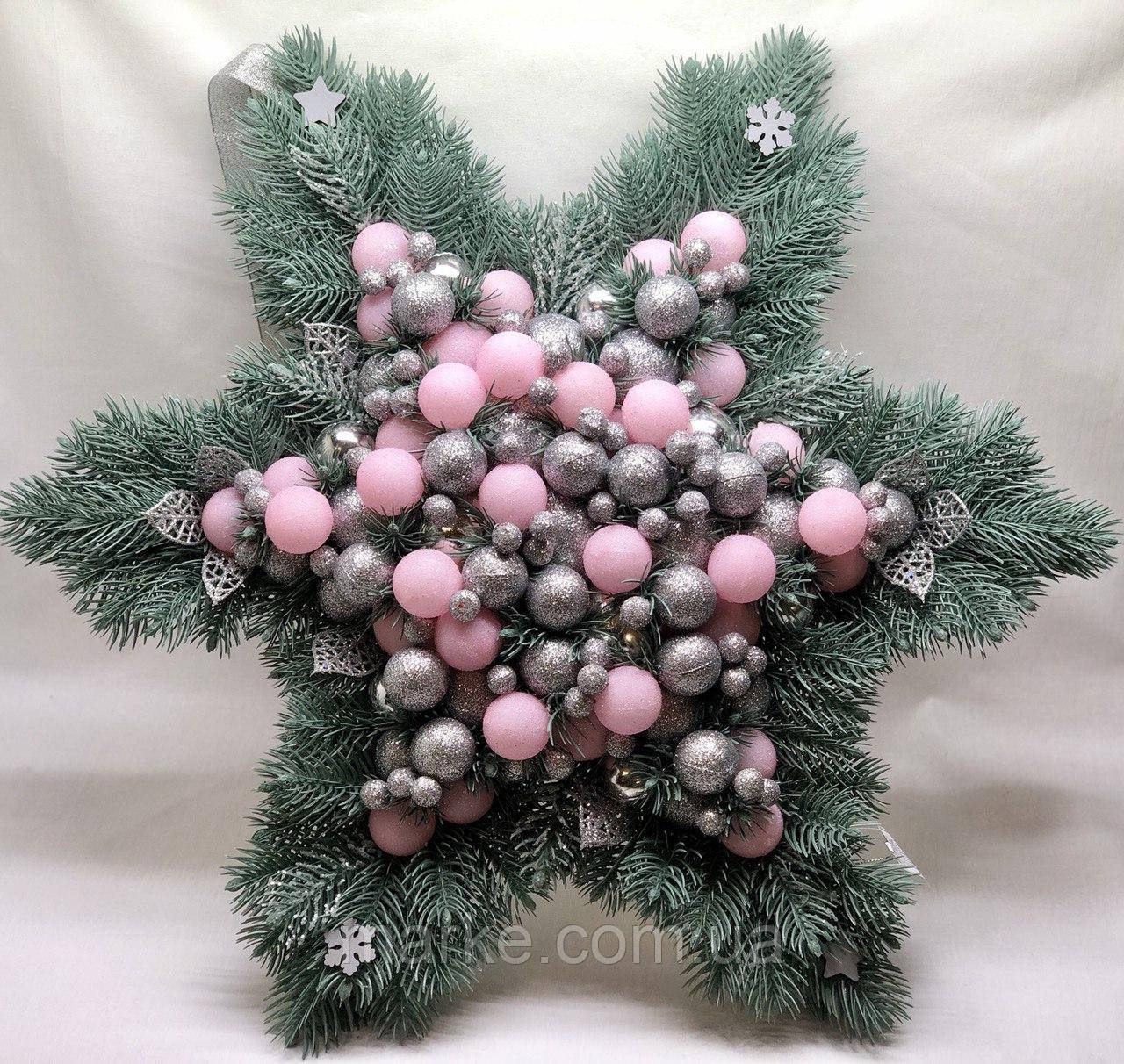 Новорічна декорація лита хвоя композиція вінок віночок різдвяний новорічний