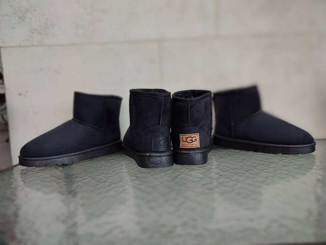 Уги UGG короткі чорні екозамша жіночі напівсамі черевики унісекс, фото 1