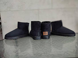 Уги UGG короткі чорні екозамша жіночі напівсамі черевики унісекс