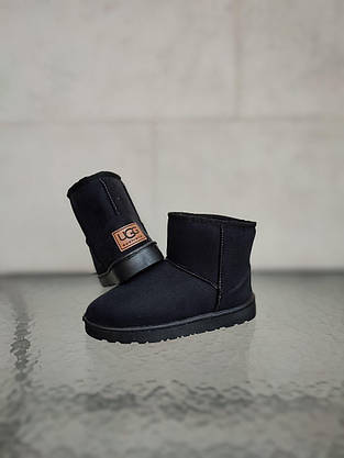 Уги UGG короткі чорні екозамша жіночі напівсамі черевики унісекс, фото 4