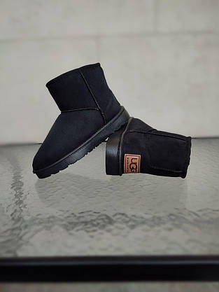 Уги UGG короткі чорні екозамша жіночі напівсамі черевики унісекс, фото 6