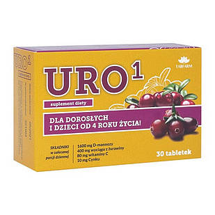 Uro1 здоров'я сечовидільної системи з D-манозою, екстрактом журавлини, цинком, вітаміном С, 30 таб.
