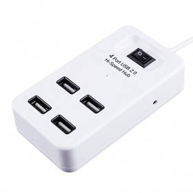 Концентратор USB-хаб RIAS P-1601 4 порти USB 2.0 з вимикачем White (3_02362)