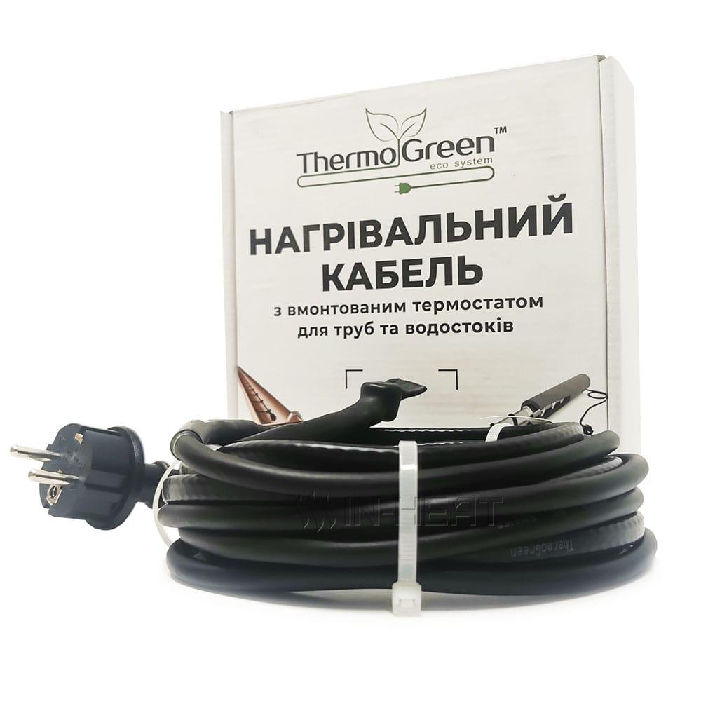 Thermogreen TGSD-12 двухжильний кабель с встроенным термостатом и вилкой для обогрева труб / 48 Вт / 4 м - фото 1 - id-p1732348161