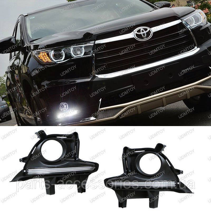 Toyota Highlander 2014-2016 Ходові вогні туманки ДХО діоди в бампер передній Нові