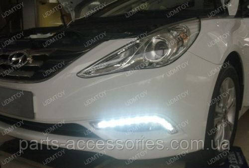 Hyundai Sonata 2011-2014 ходові вогні ДХО туманки діоди LED у бампер передній комплект Новий