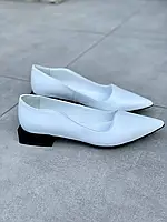 Женские демисезонные балетки ShoesBand Белые натуральные кожаные внутри кожаная подкладка 37 (24 см) (S99261)
