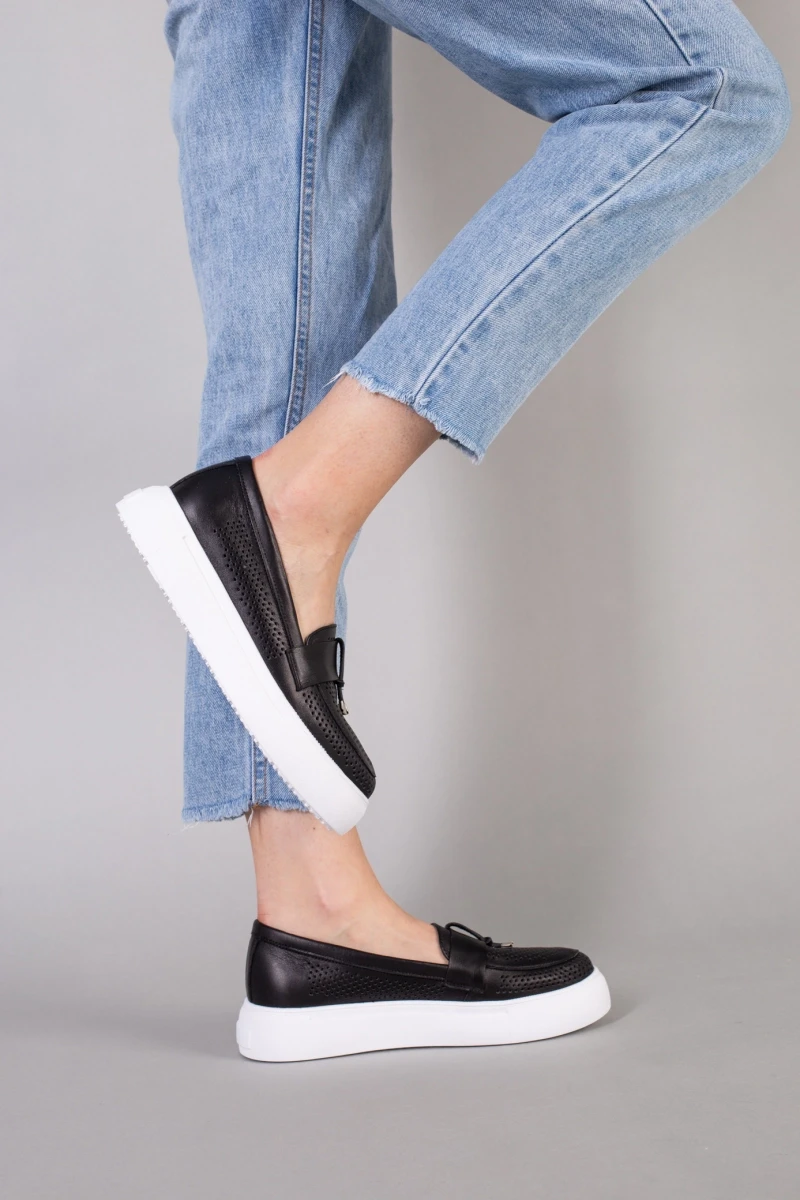 Жіночі літні балетки ShoesBand Чорні натуральні шкіряні всередині шкіряна підкладка 39 (25,5 см) (S67551)