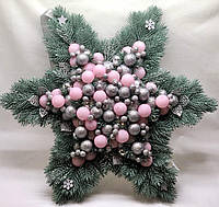 Новогодняя декорация литая хвоя композиция венок веночек рождественский новогодний