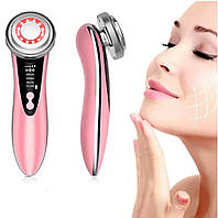 Мікрострумовий масажер для обличчя 5в1 Facial Massager W-618D з LED терапією для догляду за шкірою рожевий