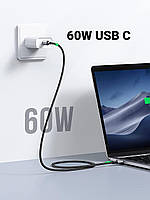 Кабель зарядний Ugreen Type-C 60W QC4.0 USB C 20V PD 3.0 QC 4.0+ iPad/iPhone/MacBook 1 м, фото 4