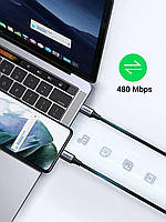 Кабель зарядний Ugreen Type-C 60W QC4.0 USB C 20V PD 3.0 QC 4.0+ iPad/iPhone/MacBook 1 м, фото 6