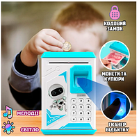 Детская копилка сейф Robot с кодовым замком для бумажных денег и монет,Детский сейф с отпечатком пальца Си spn