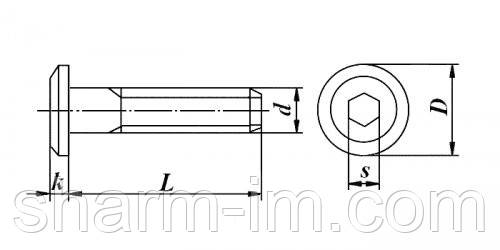 Гвинт меблевий із плоскою головкою під шестигранний ключ М6х80 мм Білий, фото 2